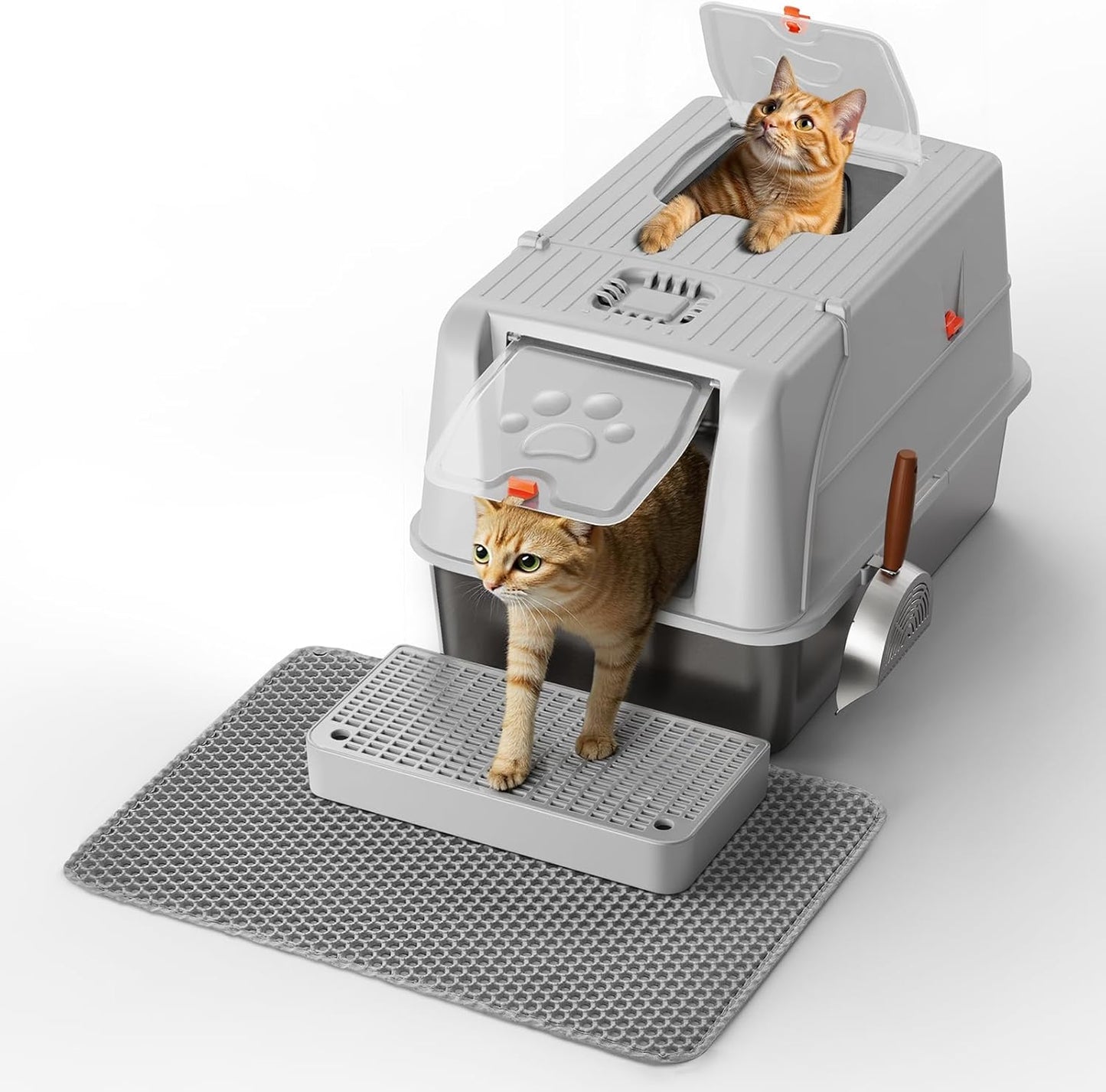 Stainless Steel Litter Box with Lid, XL Metal Cat Litter Box
