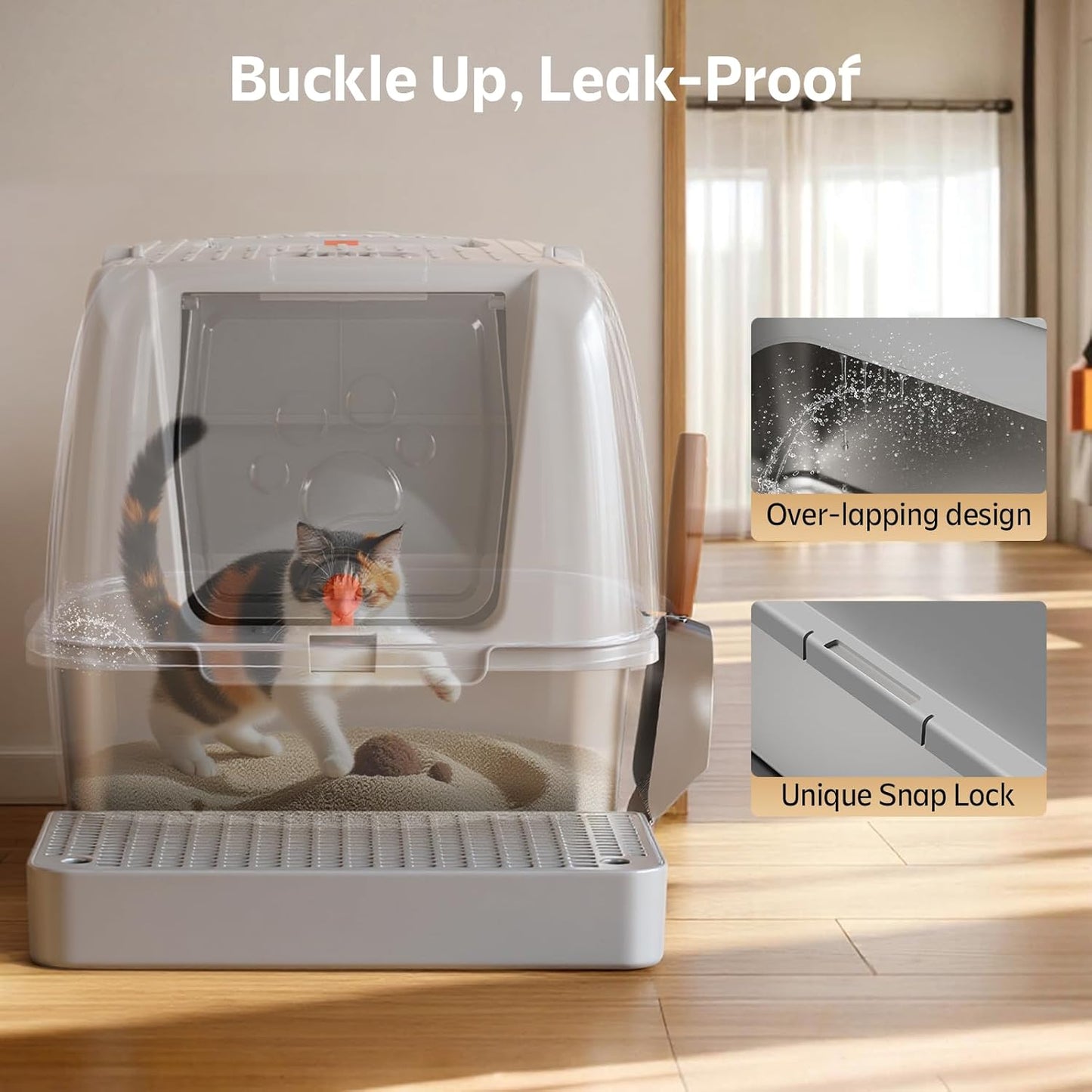 Stainless Steel Litter Box with Lid, XL Metal Cat Litter Box